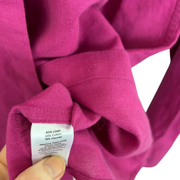 Talbots Pink Magenta Collarless Button Down Shirt Linen Blend Women’s Small - Picture 5 of 6